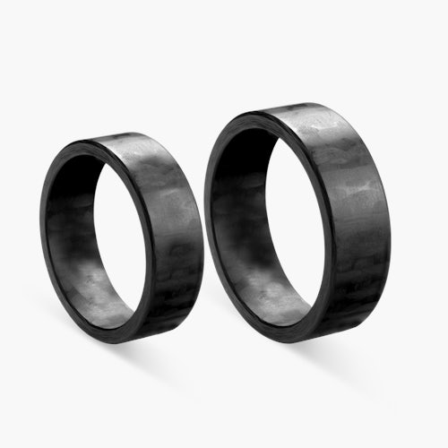 Obrączki ślubne: carbon, płaskie, 7 mm